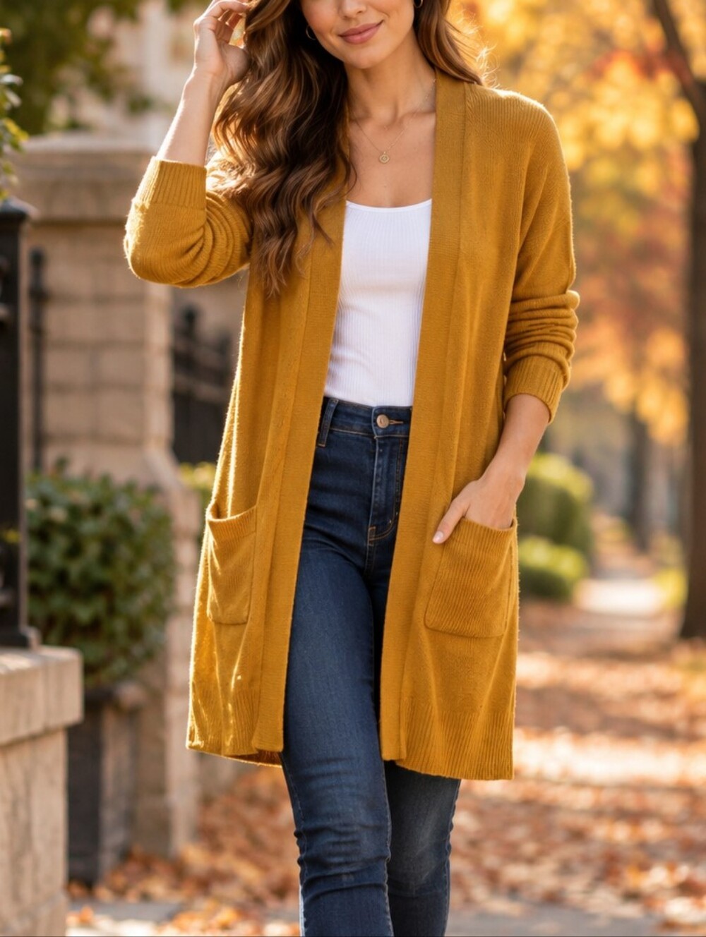 Reitmans Mustard Yellow Longline Open-Front Cardigan XS